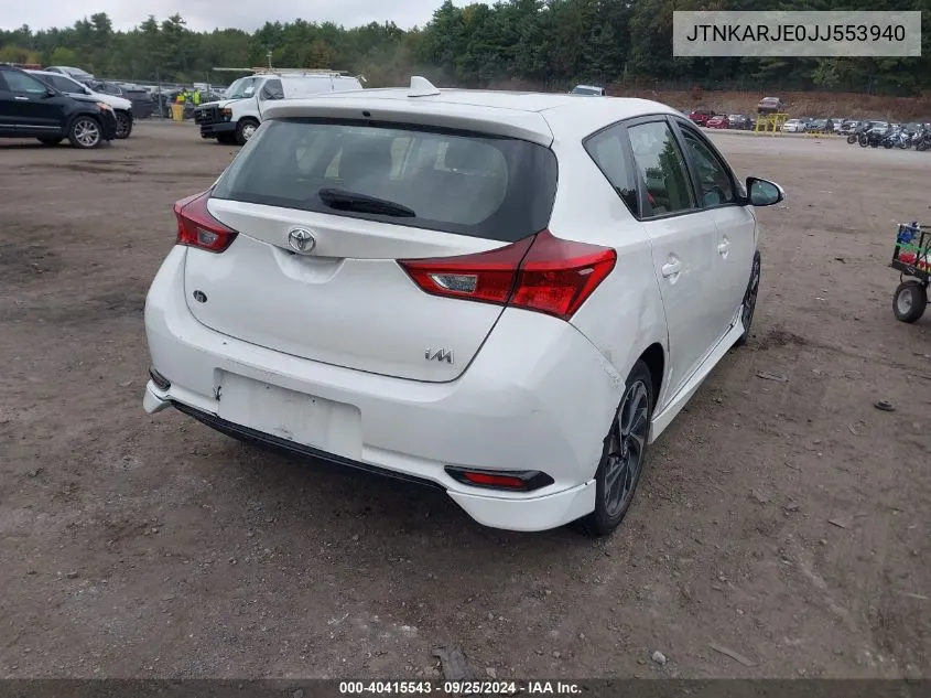 2018 Toyota Corolla Im VIN: JTNKARJE0JJ553940 Lot: 40415543