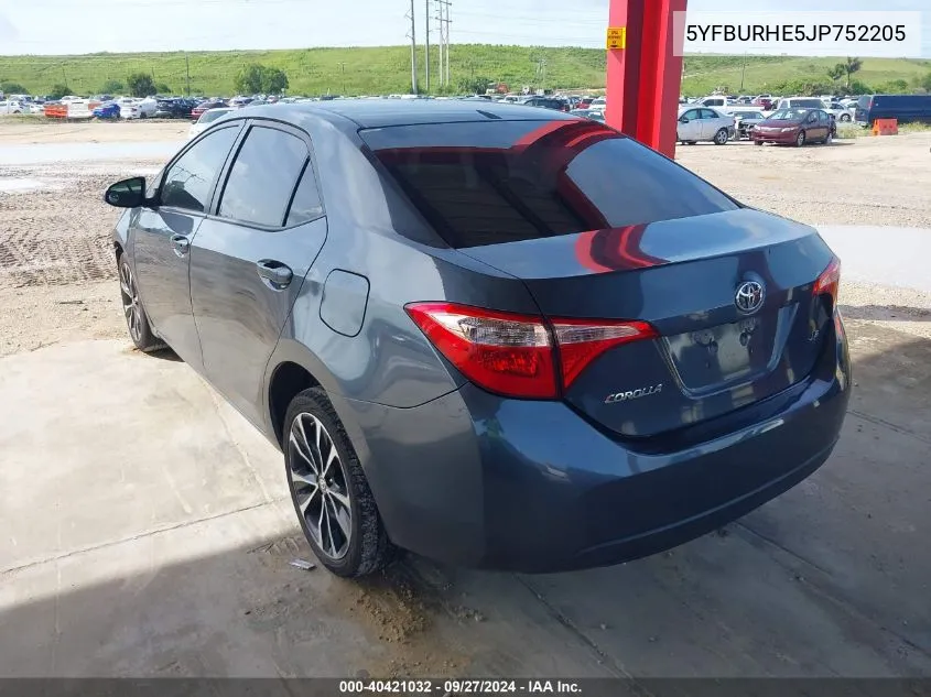 2018 Toyota Corolla Le VIN: 5YFBURHE5JP752205 Lot: 40421032