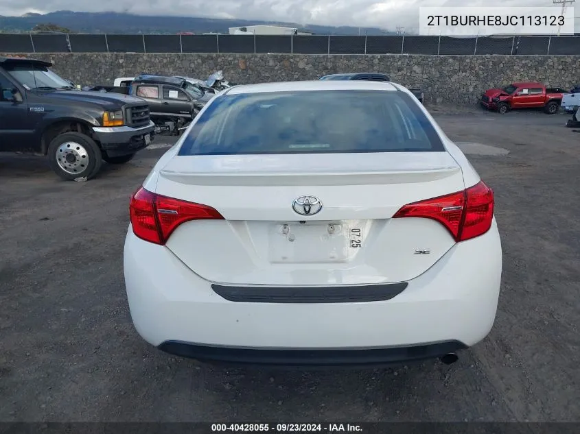 2018 Toyota Corolla Se VIN: 2T1BURHE8JC113123 Lot: 40428055