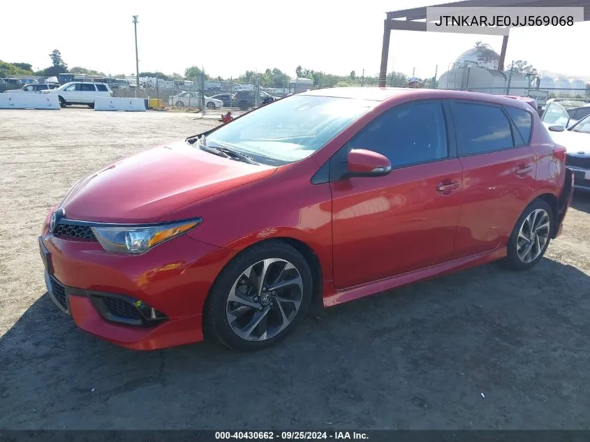 2018 Toyota Corolla Im VIN: JTNKARJE0JJ569068 Lot: 40430662