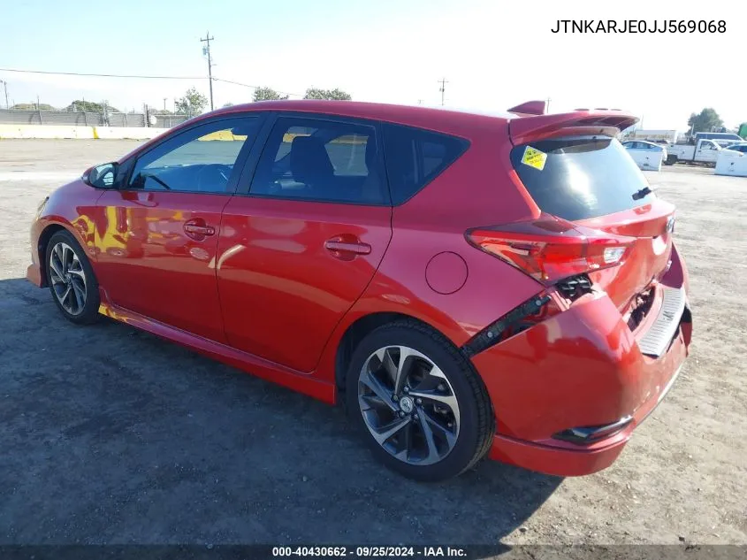 2018 Toyota Corolla Im VIN: JTNKARJE0JJ569068 Lot: 40430662