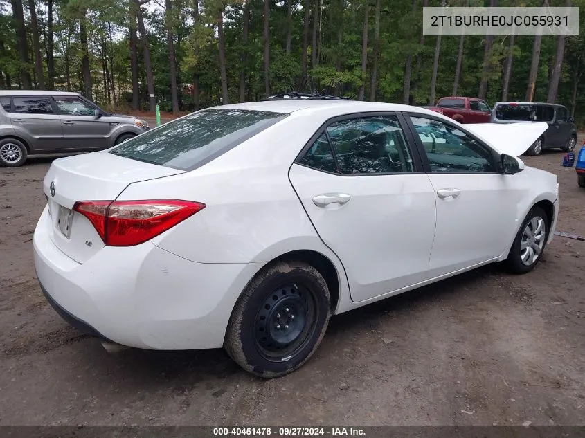 2018 Toyota Corolla Le VIN: 2T1BURHE0JC055931 Lot: 40451478