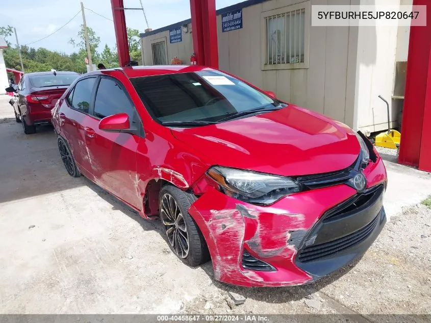 2018 Toyota Corolla Le VIN: 5YFBURHE5JP820647 Lot: 40458647