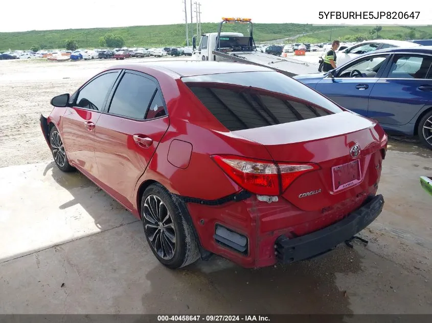 2018 Toyota Corolla Le VIN: 5YFBURHE5JP820647 Lot: 40458647