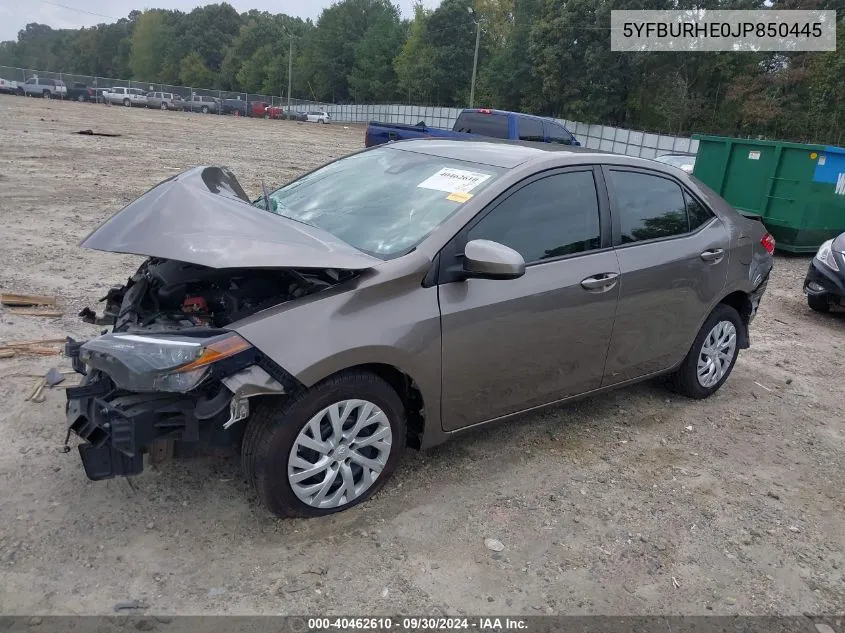 2018 Toyota Corolla Le VIN: 5YFBURHE0JP850445 Lot: 40462610