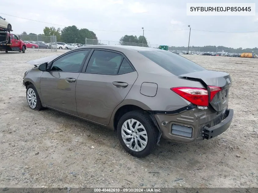 2018 Toyota Corolla Le VIN: 5YFBURHE0JP850445 Lot: 40462610