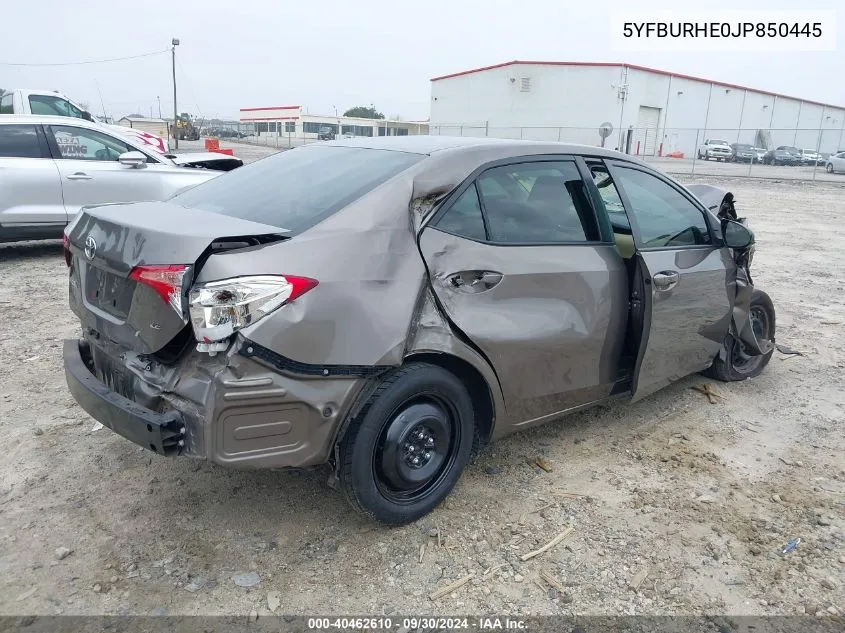 2018 Toyota Corolla Le VIN: 5YFBURHE0JP850445 Lot: 40462610