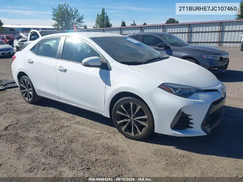 2018 Toyota Corolla Se VIN: 2T1BURHE7JC107460 Lot: 40464283