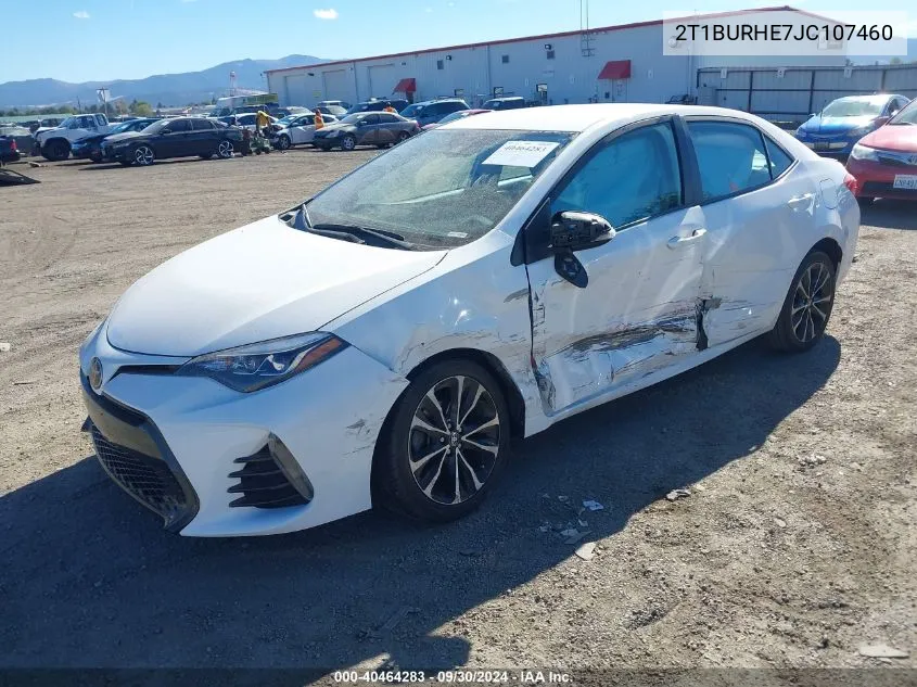 2018 Toyota Corolla Se VIN: 2T1BURHE7JC107460 Lot: 40464283