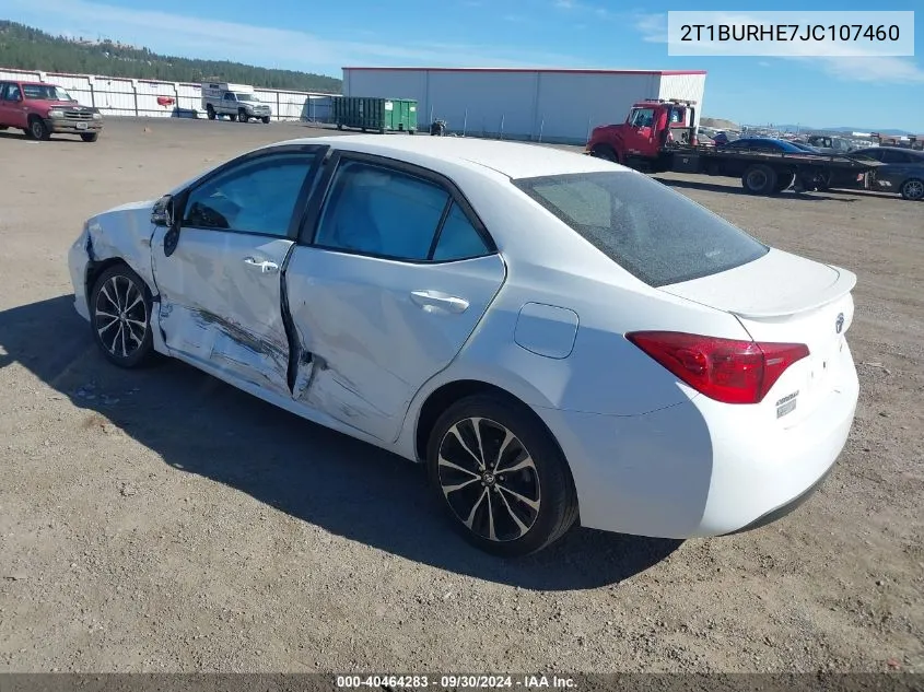 2018 Toyota Corolla Se VIN: 2T1BURHE7JC107460 Lot: 40464283