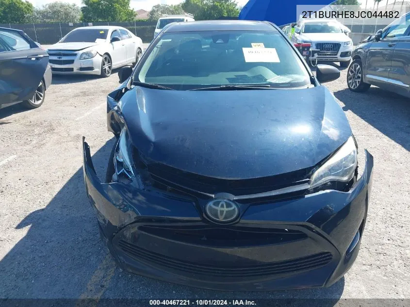 2018 Toyota Corolla L/Le/Xle/Se/Xse VIN: 2T1BURHE8JC044482 Lot: 40467221