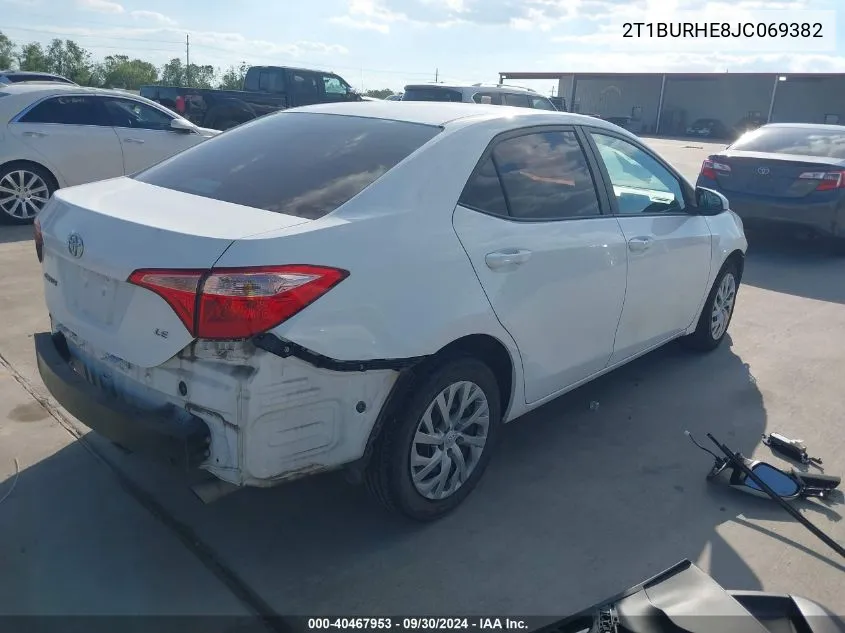 2018 Toyota Corolla Le VIN: 2T1BURHE8JC069382 Lot: 40467953