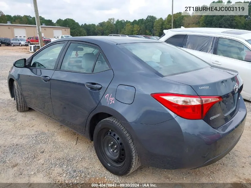 2018 Toyota Corolla Le VIN: 2T1BURHE4JC003119 Lot: 40470843