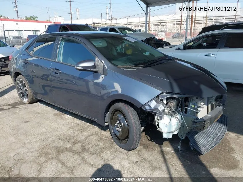 2018 Toyota Corolla L/Le/Xle/Se/Xse VIN: 5YFBURHE7JP801212 Lot: 40473892