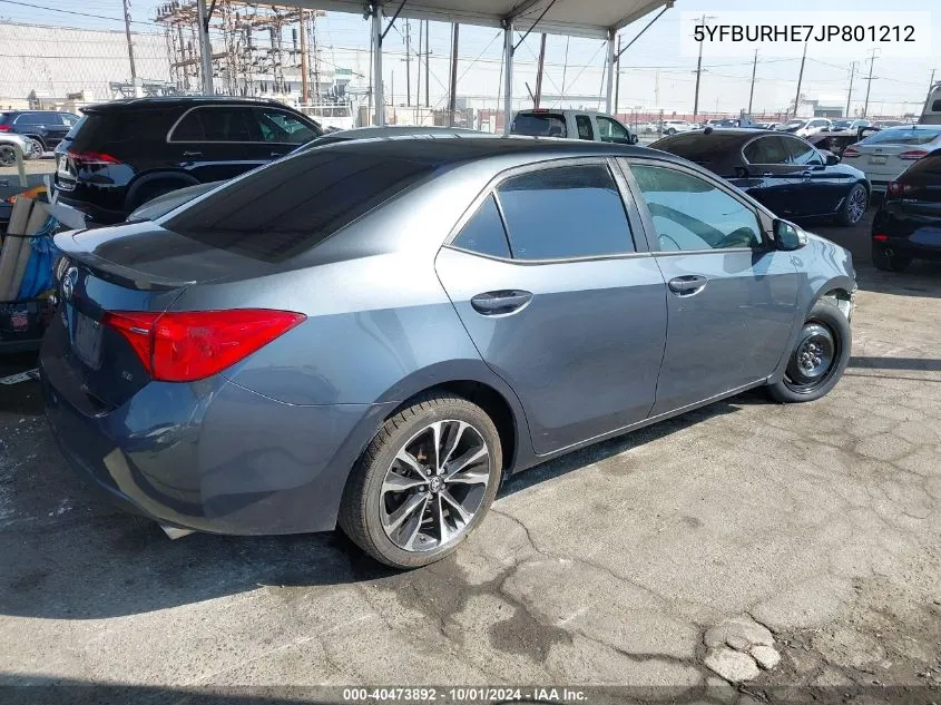 2018 Toyota Corolla L/Le/Xle/Se/Xse VIN: 5YFBURHE7JP801212 Lot: 40473892