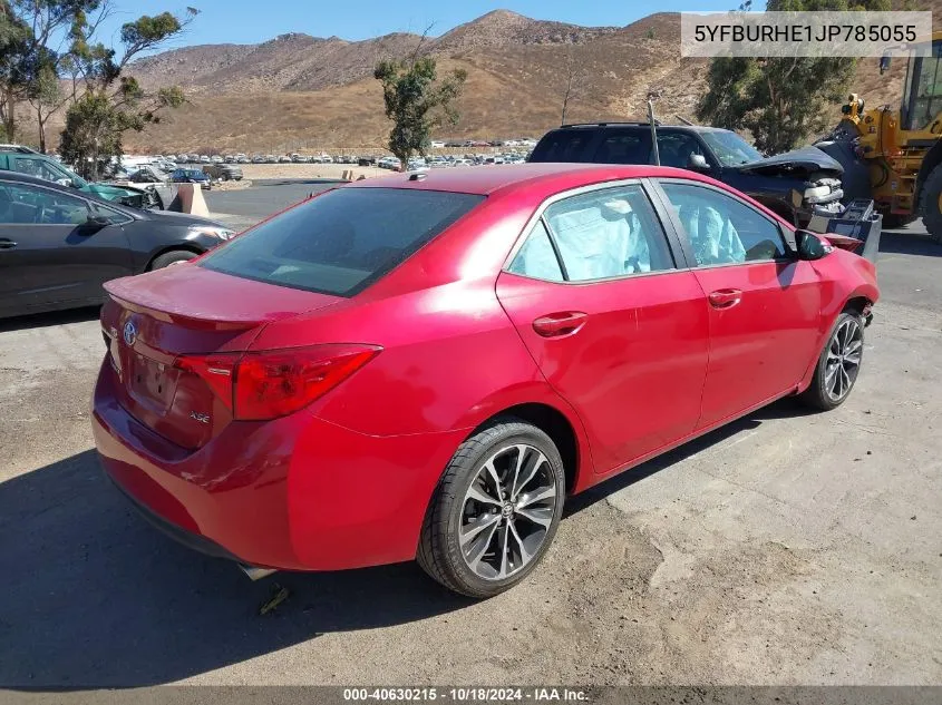 2018 Toyota Corolla Xse VIN: 5YFBURHE1JP785055 Lot: 40630215