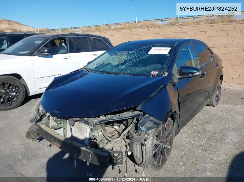 2018 Toyota Corolla Se VIN: 5YFBURHE2JP824252 Lot: 40648451