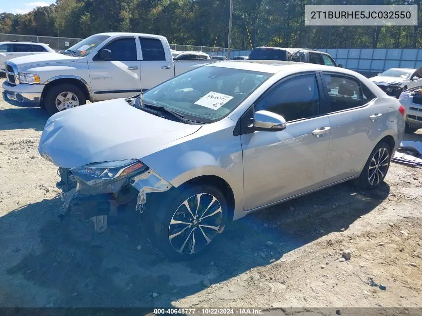 2018 Toyota Corolla Xse VIN: 2T1BURHE5JC032550 Lot: 40648777