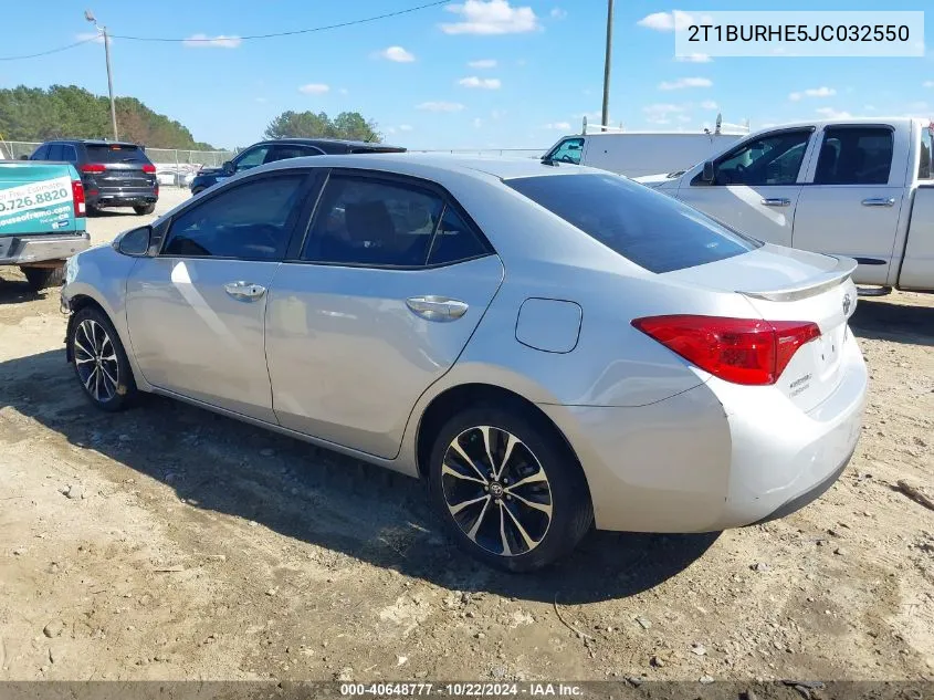 2018 Toyota Corolla Xse VIN: 2T1BURHE5JC032550 Lot: 40648777