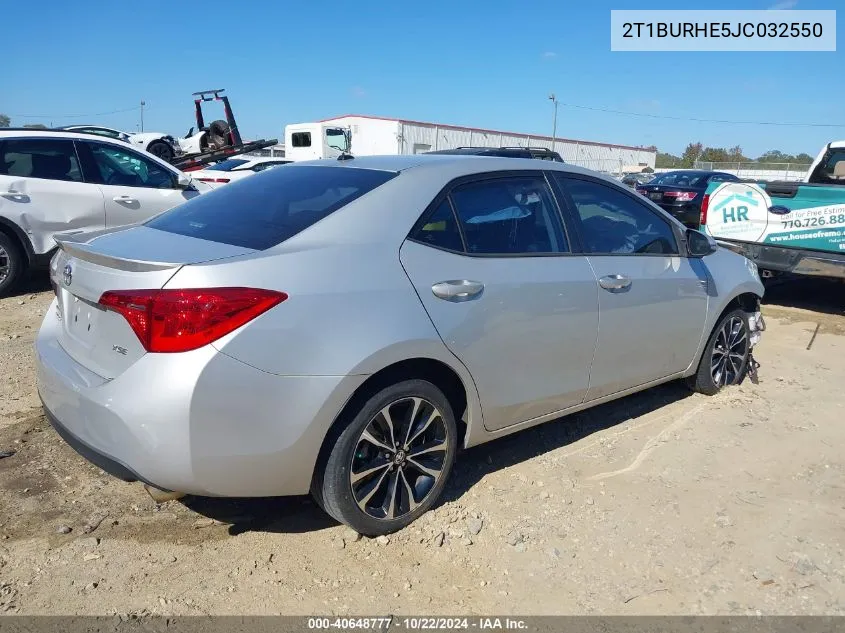 2018 Toyota Corolla Xse VIN: 2T1BURHE5JC032550 Lot: 40648777