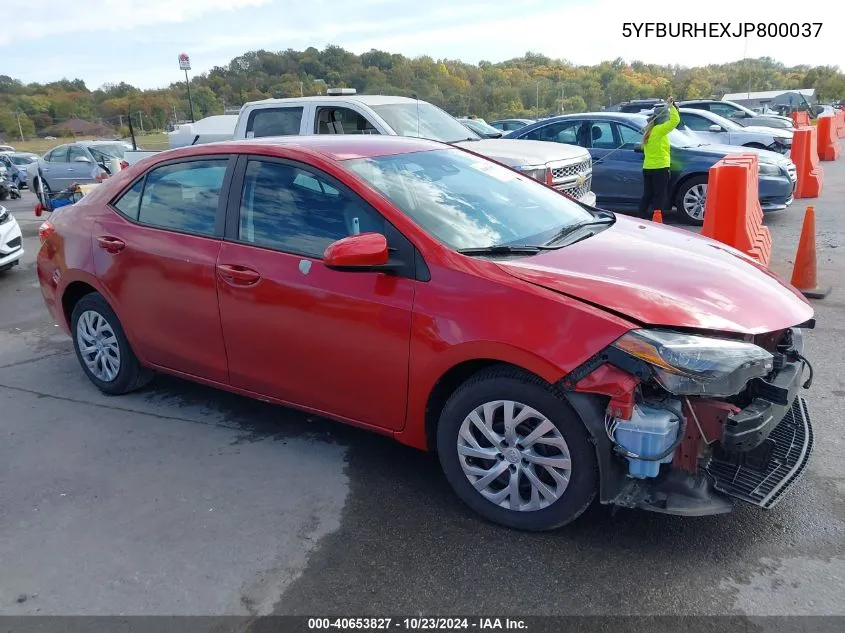 2018 Toyota Corolla Le VIN: 5YFBURHEXJP800037 Lot: 40653827