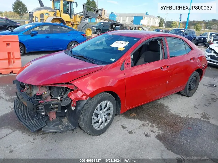 2018 Toyota Corolla Le VIN: 5YFBURHEXJP800037 Lot: 40653827