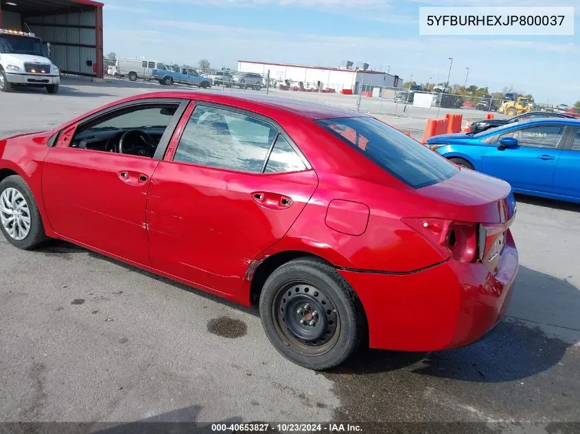 2018 Toyota Corolla Le VIN: 5YFBURHEXJP800037 Lot: 40653827