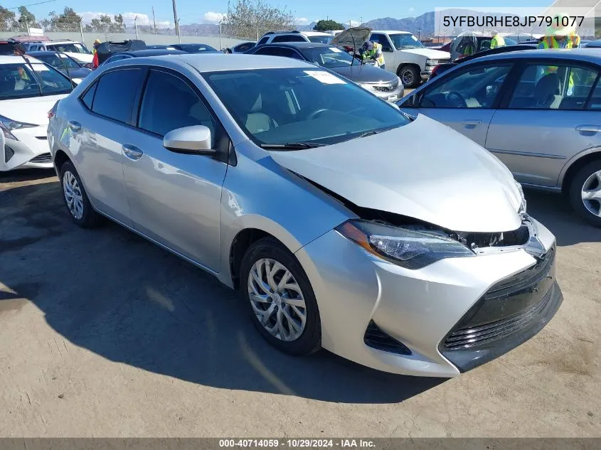 2018 Toyota Corolla Le VIN: 5YFBURHE8JP791077 Lot: 40714059