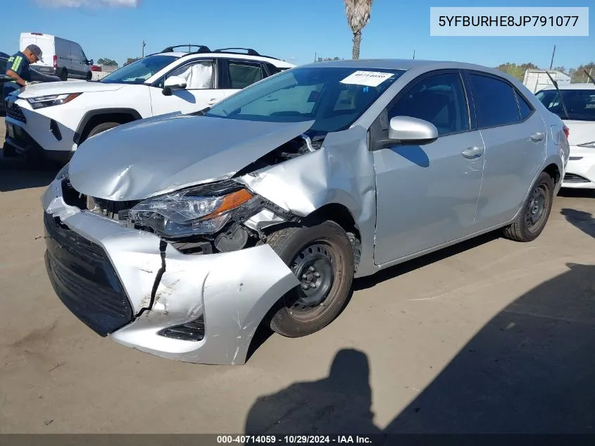 2018 Toyota Corolla Le VIN: 5YFBURHE8JP791077 Lot: 40714059