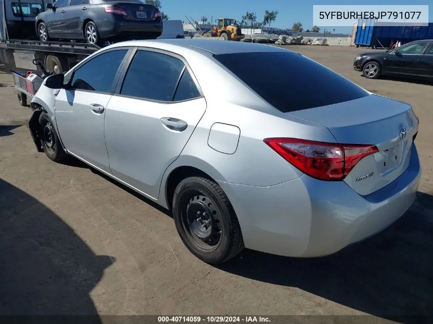 2018 Toyota Corolla Le VIN: 5YFBURHE8JP791077 Lot: 40714059