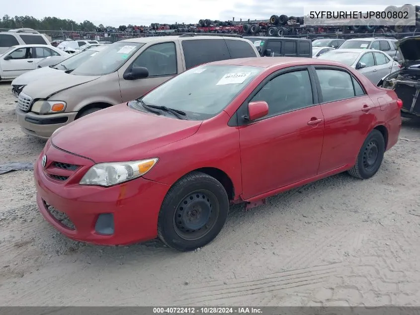 2018 Toyota Corolla L/Le/Xle/Se/Xse VIN: 5YFBURHE1JP800802 Lot: 40722412