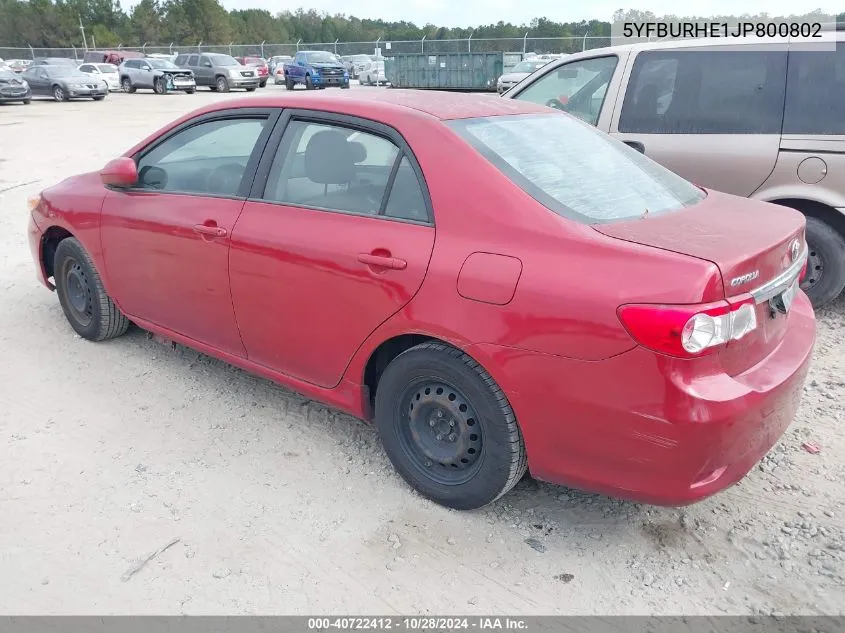 2018 Toyota Corolla L/Le/Xle/Se/Xse VIN: 5YFBURHE1JP800802 Lot: 40722412