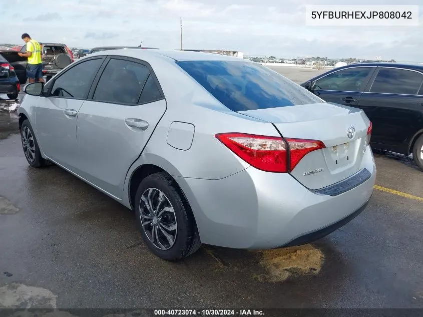 2018 Toyota Corolla Le VIN: 5YFBURHEXJP808042 Lot: 40723074