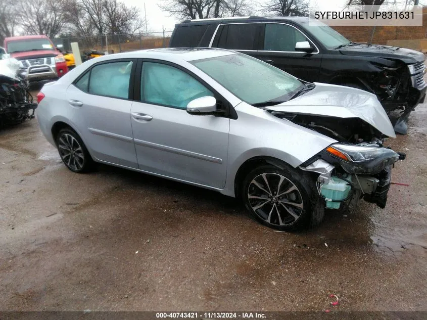 2018 Toyota Corolla Xse VIN: 5YFBURHE1JP831631 Lot: 40743421