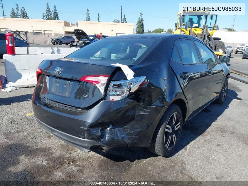 2018 Toyota Corolla Le VIN: 2T1BURHE5JC985033 Lot: 40743834