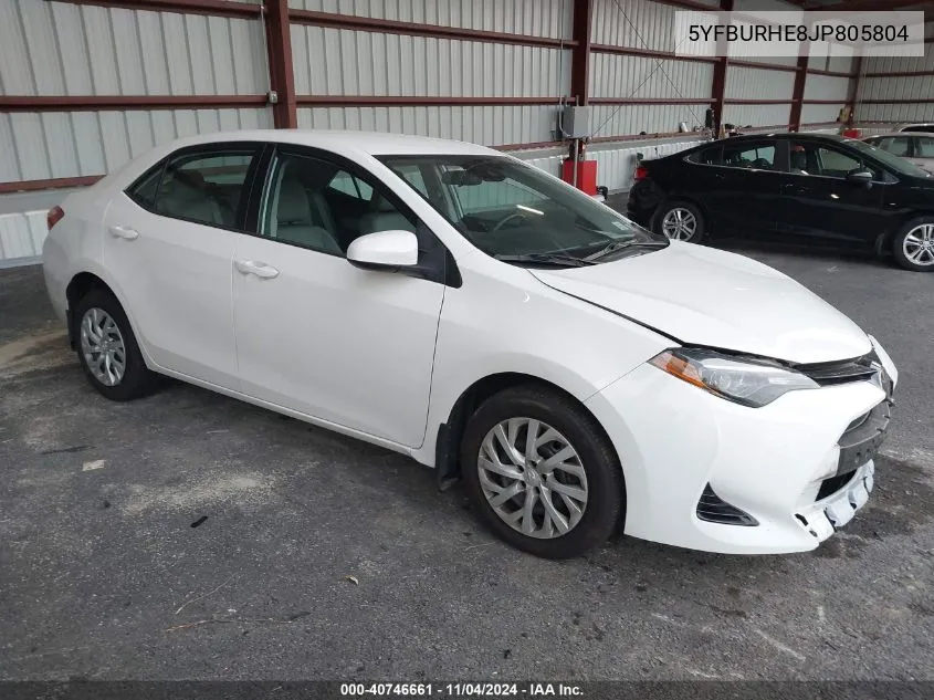 5YFBURHE8JP805804 2018 Toyota Corolla Le