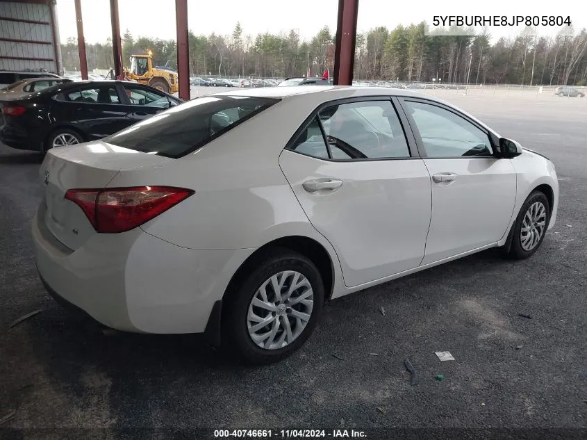 5YFBURHE8JP805804 2018 Toyota Corolla Le