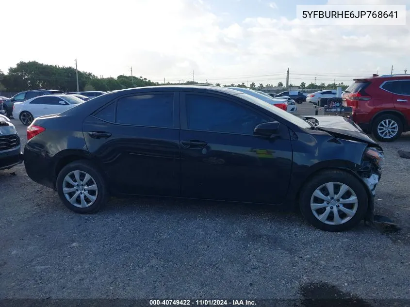 2018 Toyota Corolla Le VIN: 5YFBURHE6JP768641 Lot: 40749422