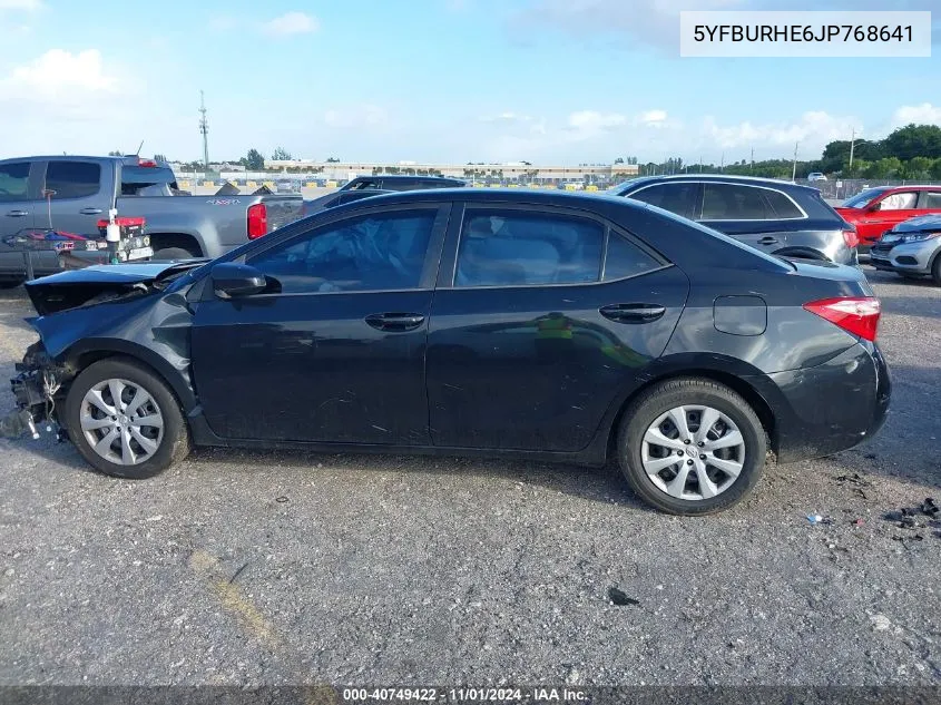 2018 Toyota Corolla Le VIN: 5YFBURHE6JP768641 Lot: 40749422