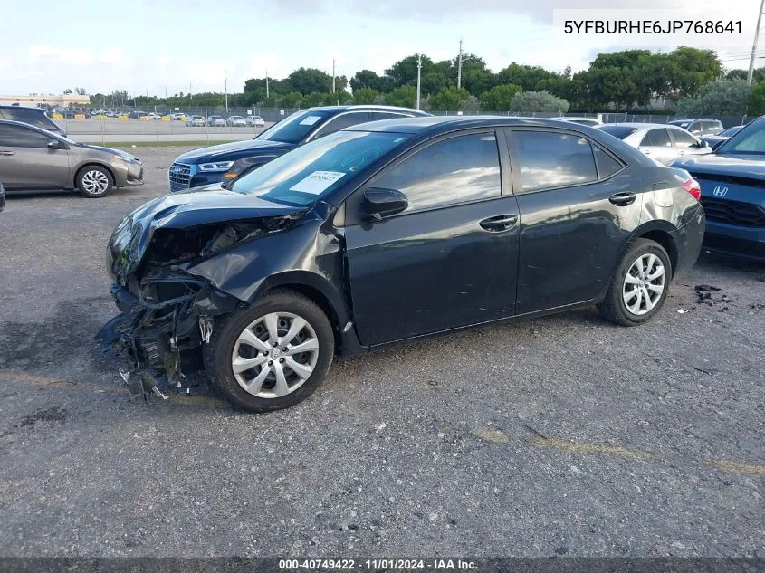 2018 Toyota Corolla Le VIN: 5YFBURHE6JP768641 Lot: 40749422