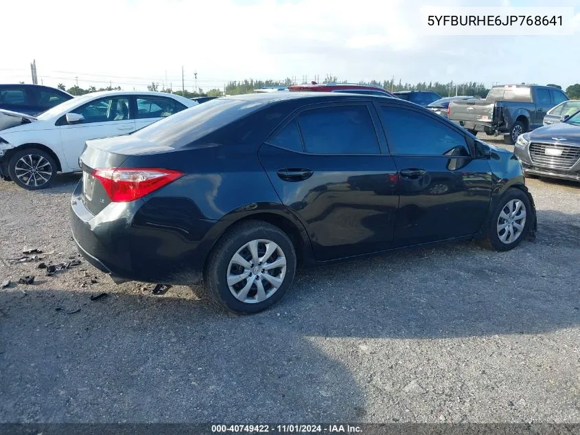 2018 Toyota Corolla Le VIN: 5YFBURHE6JP768641 Lot: 40749422