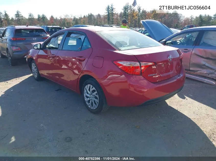 2018 Toyota Corolla Le VIN: 2T1BURHE1JC056604 Lot: 40752386