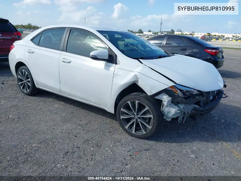 2018 Toyota Corolla Se VIN: 5YFBURHE0JP810995 Lot: 40754424