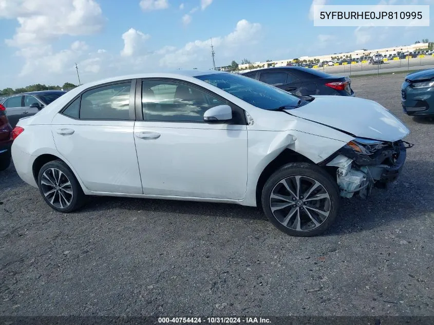 2018 Toyota Corolla Se VIN: 5YFBURHE0JP810995 Lot: 40754424