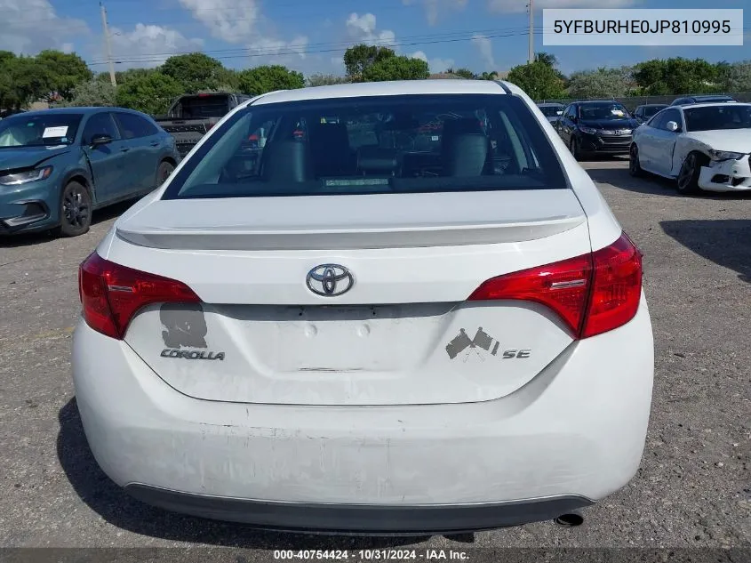 2018 Toyota Corolla Se VIN: 5YFBURHE0JP810995 Lot: 40754424