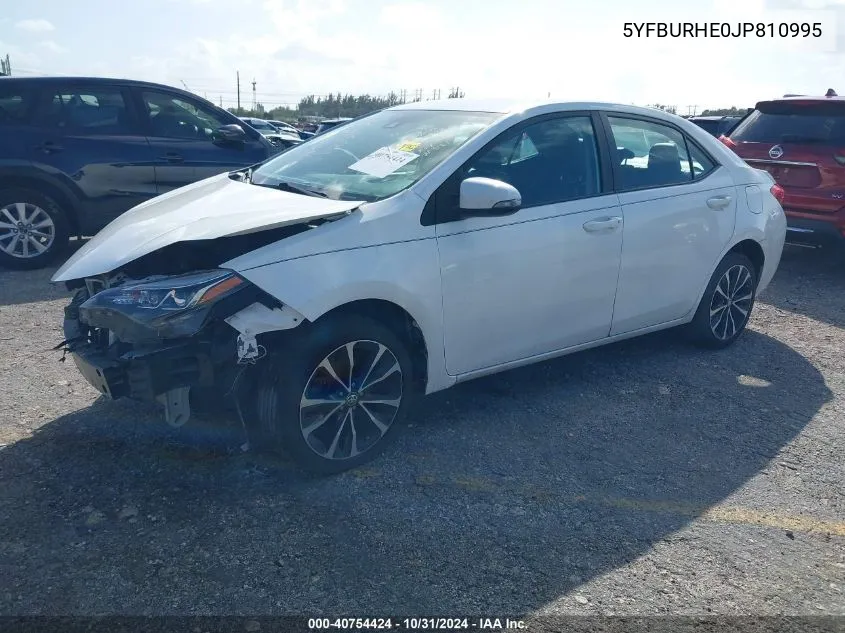 2018 Toyota Corolla Se VIN: 5YFBURHE0JP810995 Lot: 40754424