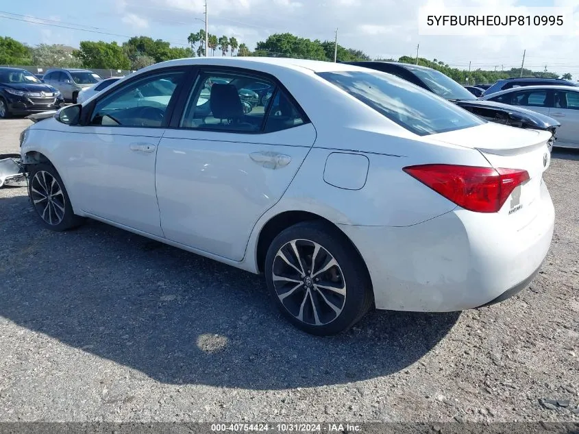 2018 Toyota Corolla Se VIN: 5YFBURHE0JP810995 Lot: 40754424