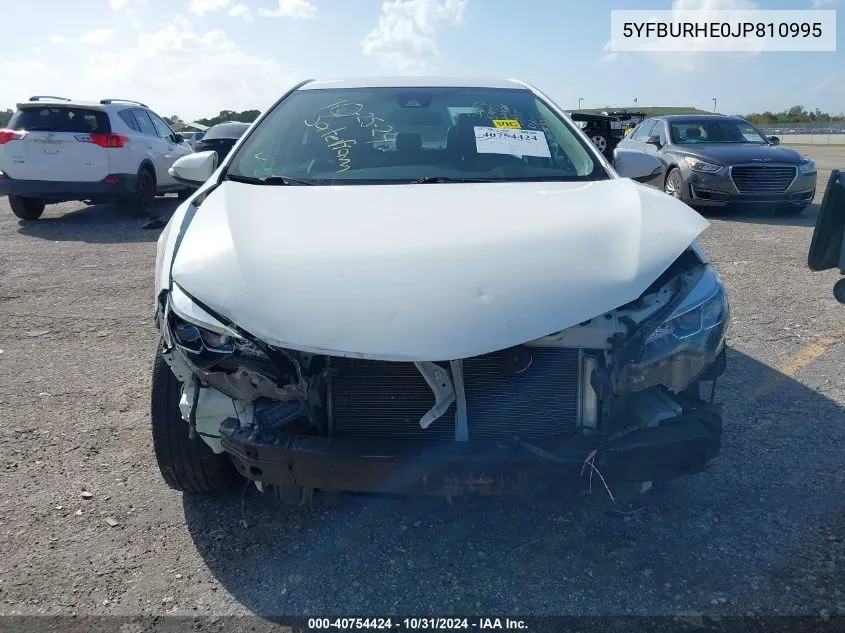 2018 Toyota Corolla Se VIN: 5YFBURHE0JP810995 Lot: 40754424