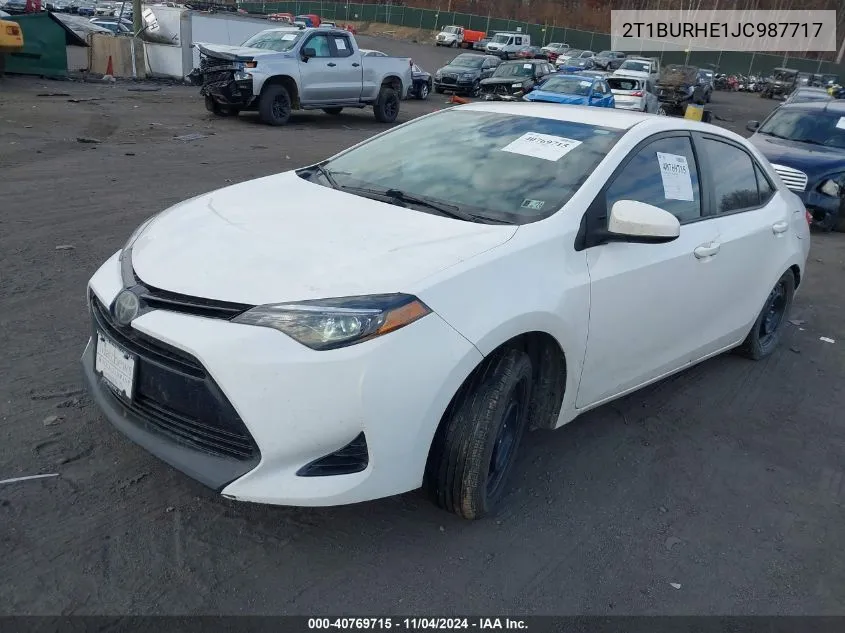 2018 Toyota Corolla Le VIN: 2T1BURHE1JC987717 Lot: 40769715