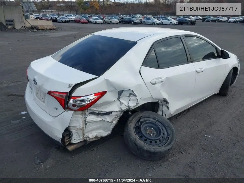 2018 Toyota Corolla Le VIN: 2T1BURHE1JC987717 Lot: 40769715